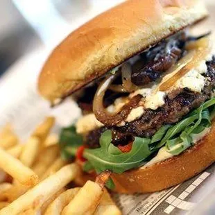 a burger and french fries