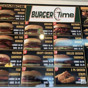 a menu for a fast food restaurant