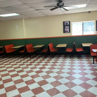Plenty indoor seating and air conditioned.