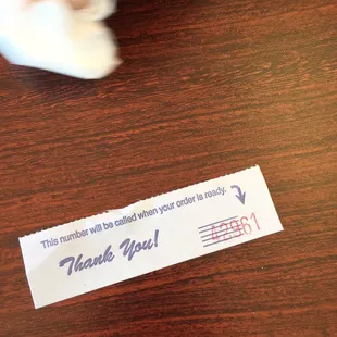 Hand written orders with your ticket