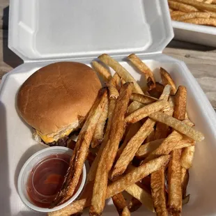 Burger and fries