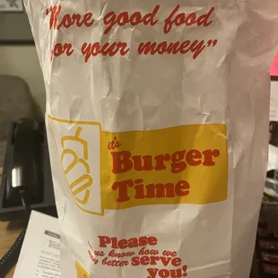 a bag of food on a table