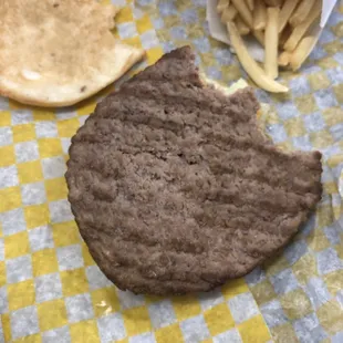 Cold burger during lunch.