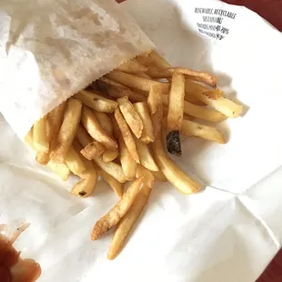 Old over cooked fries... and it wasn&apos;t a long trip back home, less then 5 min.