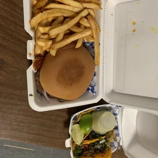 Norteña burger and tacos al pastor