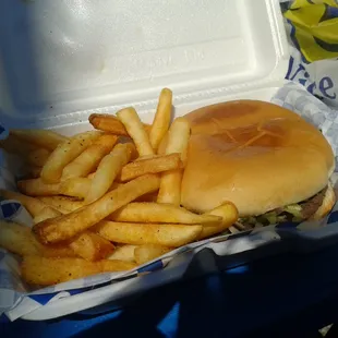 Tasty Cheeseburger combo $7 - crispy fries, toasted bun