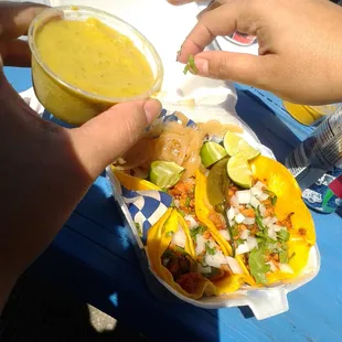 Tacos al pastor $1.25 each