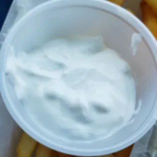 Tiny portions of sauce