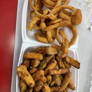 One portion of fried zucchini is enough to feed a small army