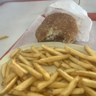 The Ortega burger just after a bite.  Delicious.