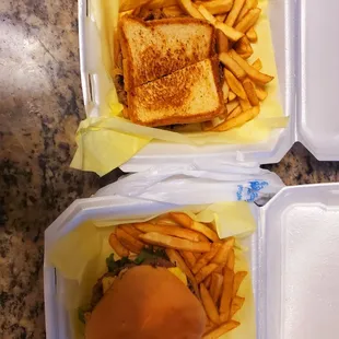 Parry melt and cheeseburger