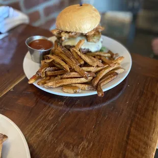 Bison Burger and House-Cut Fries