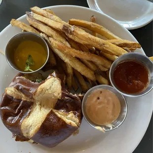 Wagyu Burger on Pretzel Bun