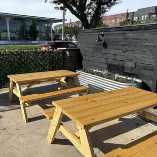 Patio with picnic tables