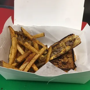 Burger world Texas toast melt with fries