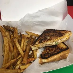 Texas toast salmon melt With Cajun fries