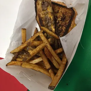 Texas toast burger world melt with regular fries