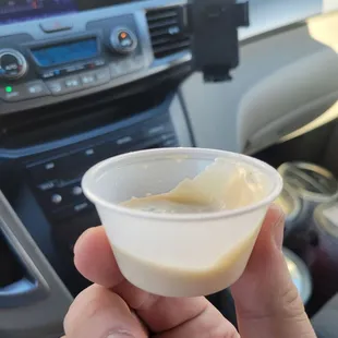 Garlic sauce, barely filled.