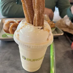 Churro banana milk shake