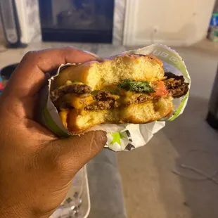 The burgerFi burger with cheese.