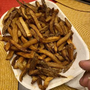 Blackened and soggy fries