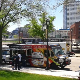 a line of food trucks