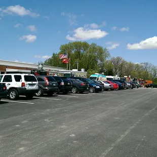 a parking lot full of cars
