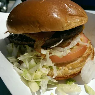 The bacon burger, gourmet at its finest.