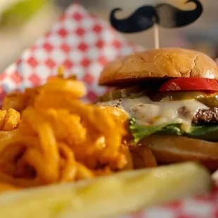 cheeseburger and french fries