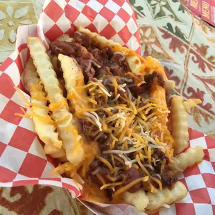 I had funnel cake fries and chili cheese fries!