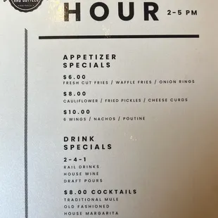 Happy Hour Specials