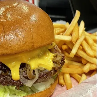 Burger with fries