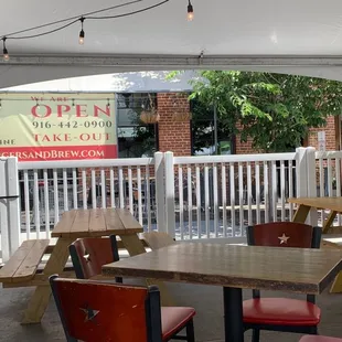 Tent seating on R St in addition to the patio