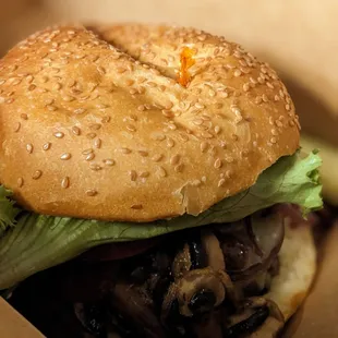 Mushroom And Onion Cheeseburger