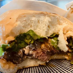 Thank goodness the burger was cooked medium-rare and was tasty
