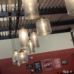 Pretty, modern lighting above the high-top tables near the bar. Looks very inviting and compelled me to check the place out.