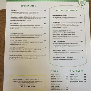 One-sided "Breakfast Menu" with plenty of options!