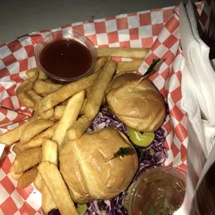 Sliders and fries