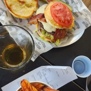 B &amp; S burger and sweet potato fries