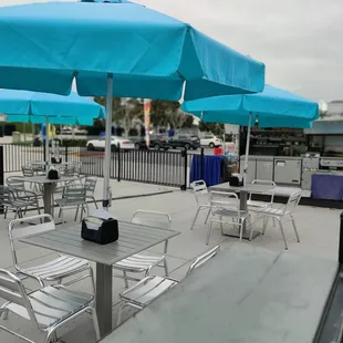 tables and umbrellas