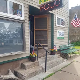 the front of the restaurant