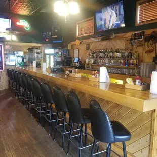 a bar with bar stools