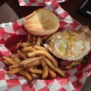 Farmers Burger and fries combo.