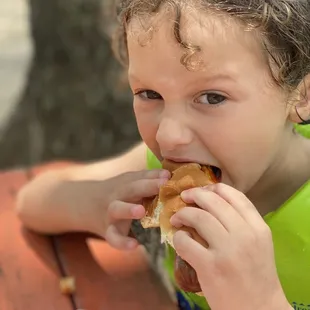 Can't believe he ate the entire hotdog! It was huge &amp; 100% beef!!