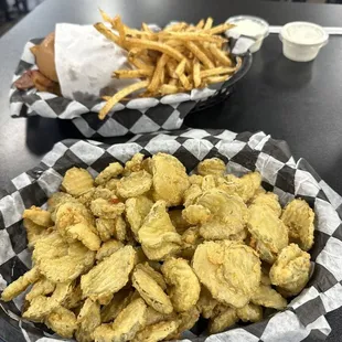 Fried pickles/bacon lover with fries!!