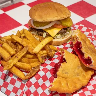 Jr. Lunch Special 
includes Jr. Brisket burger, Hand cut fries, Drink and a Fried Pie all made to order for $10.99
