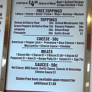 Great burgers menu