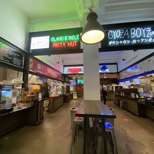 It's located inside a small food hall