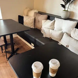 two coffee cups on a table