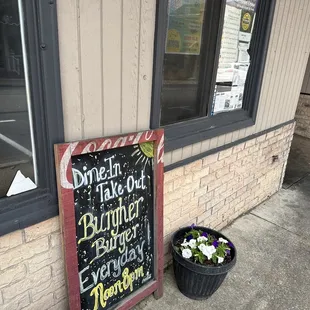 a sign outside of a restaurant